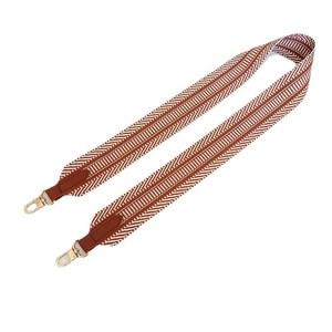 Adjustable wide replacement shoulder strap with brown and white geometric patterns