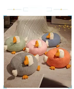 Detailed view of colorful goose plush futons in soft teddy fleece fabric