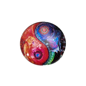 Colorful mandala tai chi yin yang crystal glass magnetic fridge magnet in round shape