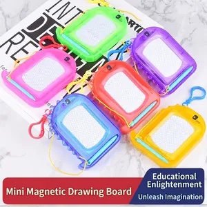 Mini magnetic drawing board set for kids with colorful pens and portable keychains