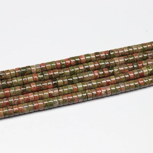 Green and red natural stone spacer beads in cylindrical shape for DIY jewelry making