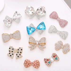 Bowknot Jewelry Charms Zinc Alloy Rhinestone Faux Artificial Pearl Sparkling DIY Accessory For Phone Case Shoe Decor Fashionable