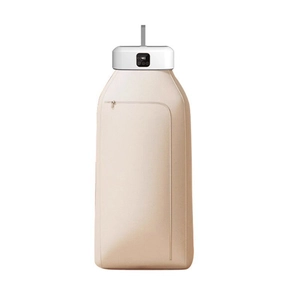 Portable beige folding clothes dryer with digital control panel on white background