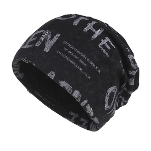 Men Women Unisex Distressed Knit Beanie Hat Slouchy Ripped Graffiti Letter Print Winter Warm Streetwear Outdoor