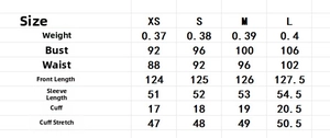 Detailed size chart for the elegant V-neck maxi dress with sequin trim and pleats
