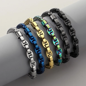 Men's hip hop dragon bone link bracelets in six colors including gold and silver finish