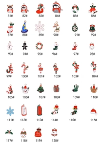 Detailed grid of Christmas alloy drip oil pendants including reindeer and snowflake charms