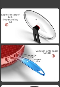 Detailed view of honeycomb stainless steel pan with tempered glass lid and heat-resistant handle