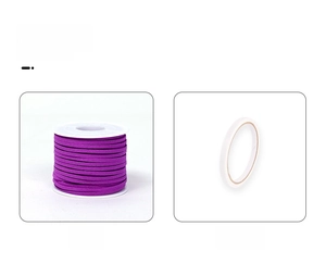 Detail of DIY craft set including purple faux suede cord roll and double-sided tape roll