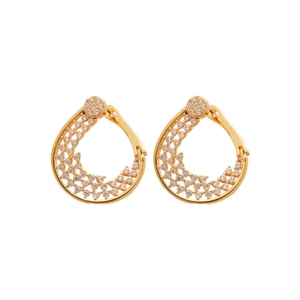Boucles d'oreilles créoles fleurs torsadées plaquées or 18 carats avec zircons