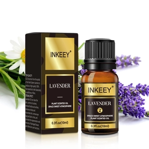 Inkeey 10ml lavender essential oil with brown glass bottle and packaging box