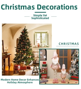 Detailed view of pink sequined Christmas gnomes with retractable legs for festive home decor