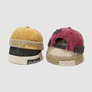 Kids hip-hop docker hats with vintage washed cotton fabric and star patch design