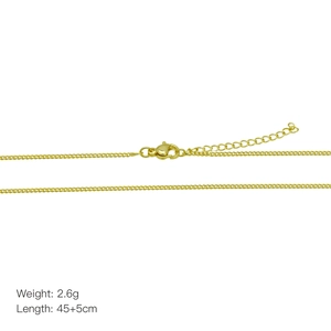 Detail view of 18K gold plated chain with lobster clasp and extension, 45+5cm length
