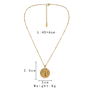 Detailed sizing chart for gold coin zodiac necklace with 45+6cm chain and 8g weight
