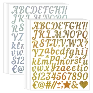 1-inch glitter alphabet and number stickers in gold and silver for DIY gift cards