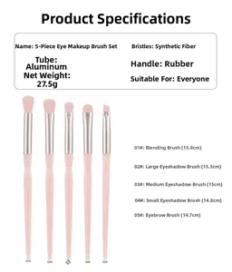 Detailed size and weight specs for pink diamond-cut eye makeup brush set with dimensions