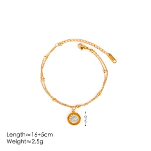 Golden double-layer sunflower bracelet in stainless steel with sparkling pavé zircons