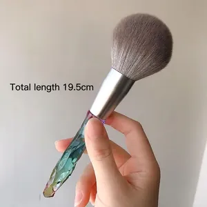 Large fluffy powder brush with a rainbow diamond cut handle and soft bristles, length 19.5cm