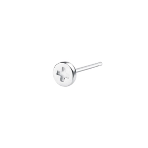 Minimalist S925 sterling silver stud earring with round cross engraved screw head design
