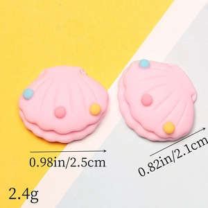 Pink resin shell DIY charm set with size 0.98in/2.5cm and weight 2.4g for jewelry making