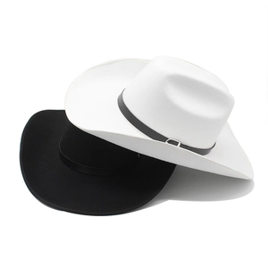 Classic black and white wool felt western cowboy hats with silver metal buckle bands