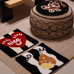 Retro flocking plush chair cushions with cartoon apple and heart patterns for home decor