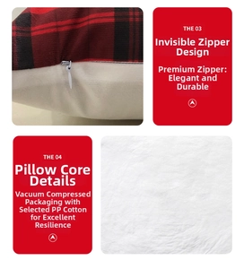 Detailed view of the invisible zipper design and soft PP cotton filling on a Christmas pillow