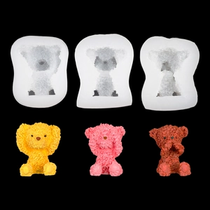 3D Teddy Bear Silicone Mold For Resin Aromatherapy Plaster Chocolate Cake Decoration Hear See Speak No Evil Cute DIY