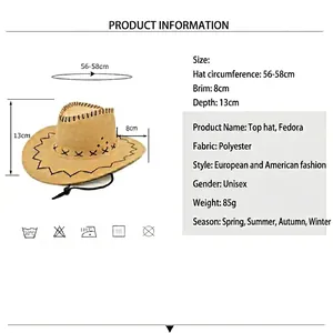Unisex khaki faux suede western cowboy hat with adjustable chin strap and wide brim