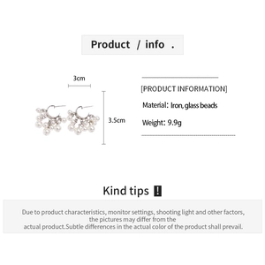 Detailed size specifications for C-shaped pearl earrings with 3.5cm height dimension
