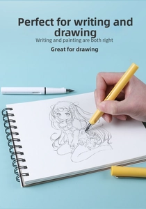 Close-up of ergonomic yellow and white inkless pencils used for sketching and drawing