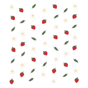 Floral strawberry wall stickers for bedroom living room in flat hand-drawn illustration style