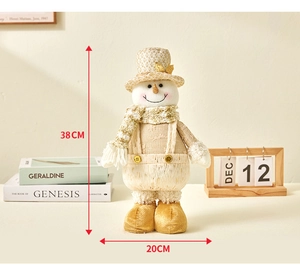 Detailed dimensions of 38cm height for the knitted Christmas snowman plush doll