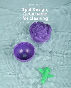 Macro view of purple rose silicone ice mold with a split design for easy cleaning
