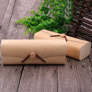 Natural Wood Veneer Glasses Case Sunglasses Storage Box Protective Handmade Button Elastic Closure Portable Eyewear Holder