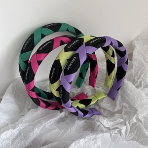 Braided sponge headbands in candy colors with Change lettering for vintage high crown style