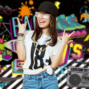 Close-up of white graphic T-shirt with bold 18+ print for hip hop streetwear style