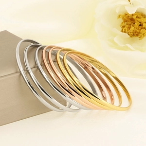 Sleek 3.5mm 18k gold plated stainless steel bangles in gold, silver and rose gold