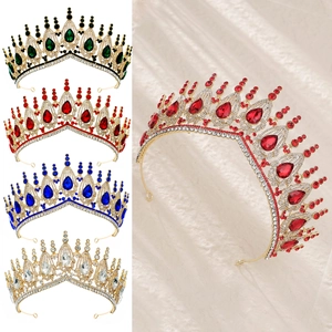 Vintage Baroque Bride Crown Tiara Alloy Rhinestone Luxury Wedding Birthday Party Hair Accessories Jewelry For Women