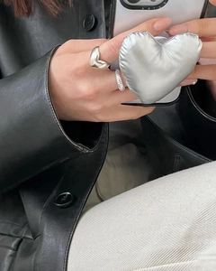 925 sterling silver puffed heart ring with minimalist smooth finish for women