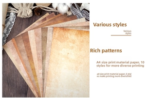 Detail of A4 vintage paper with various retro textures for DIY scrapbooking and crafts
