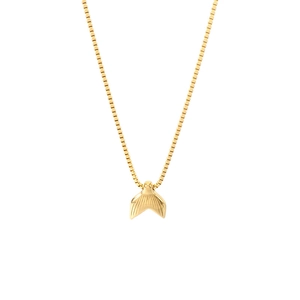 Minimalist gold stainless steel necklace featuring a hammered fish tail pendant on a chain
