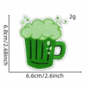 Detailed size specifications for the beer mug embroidered patch with 6.6cm width