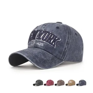 Washed Cotton Baseball Cap Vintage Distressed New York Embroidered Sun Hat For Men And Women Adjustable Casual Style