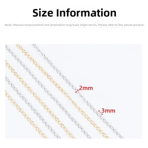 Detailed comparison of 2mm and 3mm gold and silver stainless steel chain link sizes