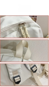 Detail view of large capacity backpack featuring durable zippers and adjustable straps