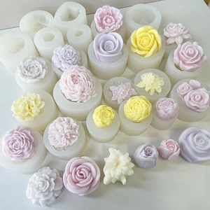 Flower Shaped Silicone Mold For 3D Rose Peony Tulip DIY Handmade Candle Soap Resin Casting Crafts Tools Reusable