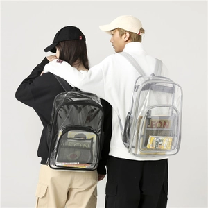 Waterproof clear PVC backpack with large capacity for travel and students in minimalist style