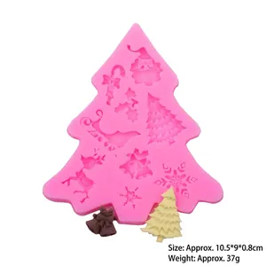Christmas silicone mold with santa, reindeer and snowflake patterns, size 10.5x9x0.8cm